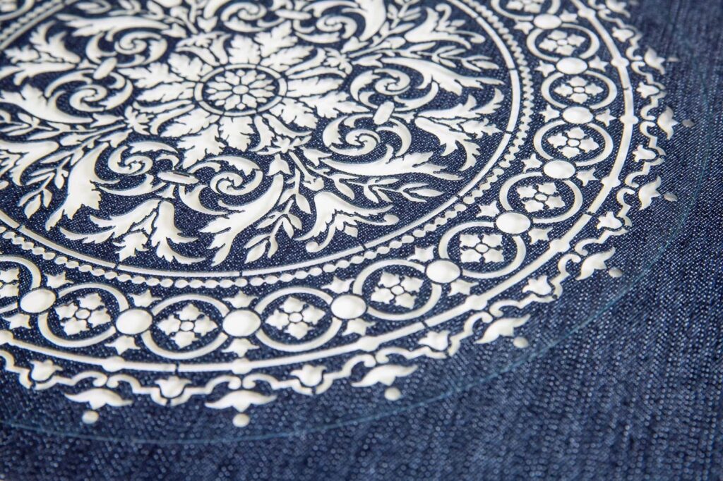 laser cut stencil denim